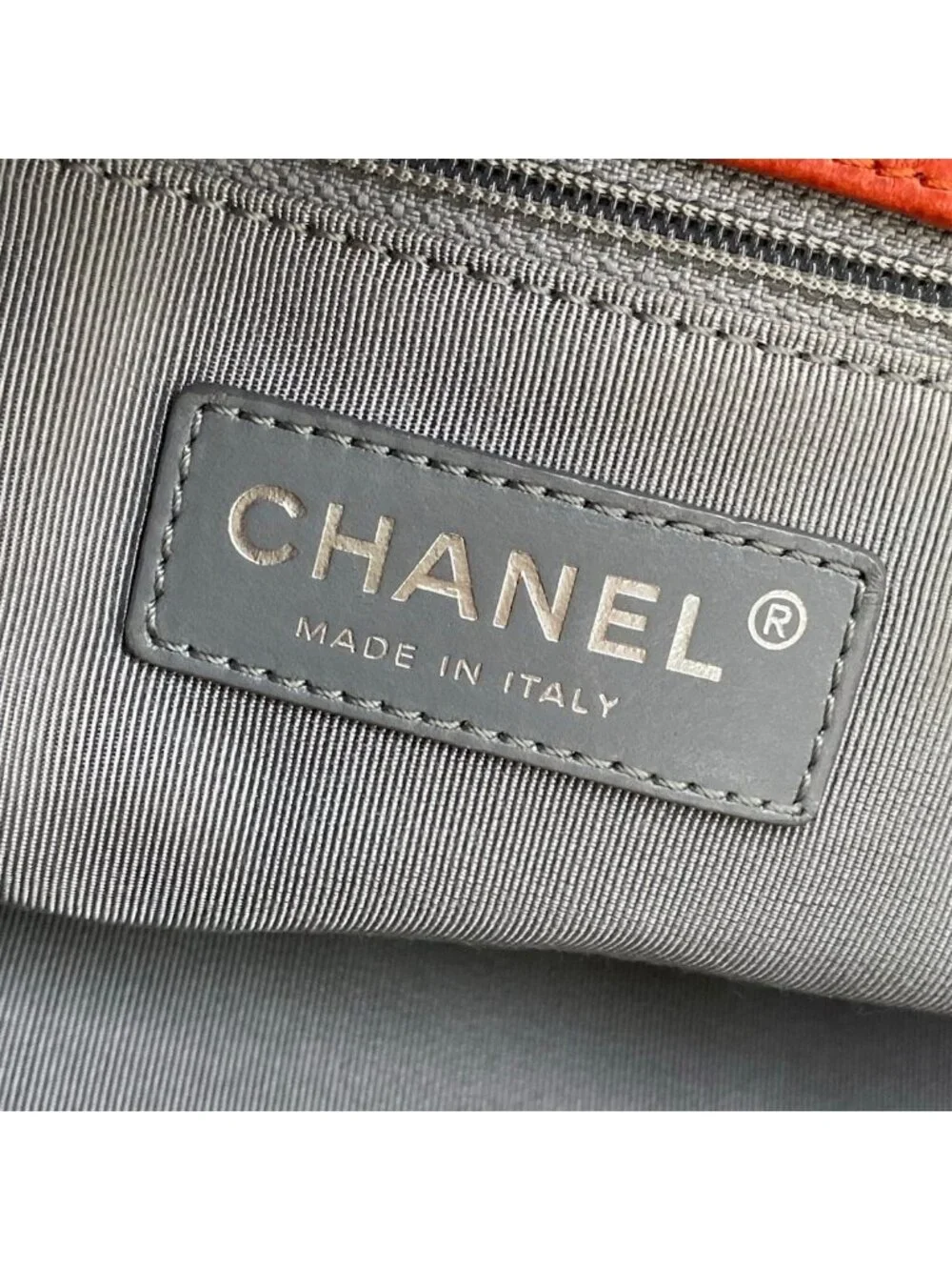 Chanel Tote Executive Line Orange Silver Leather